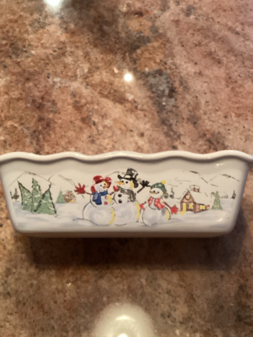Christmas ceramic snowman loaf pan